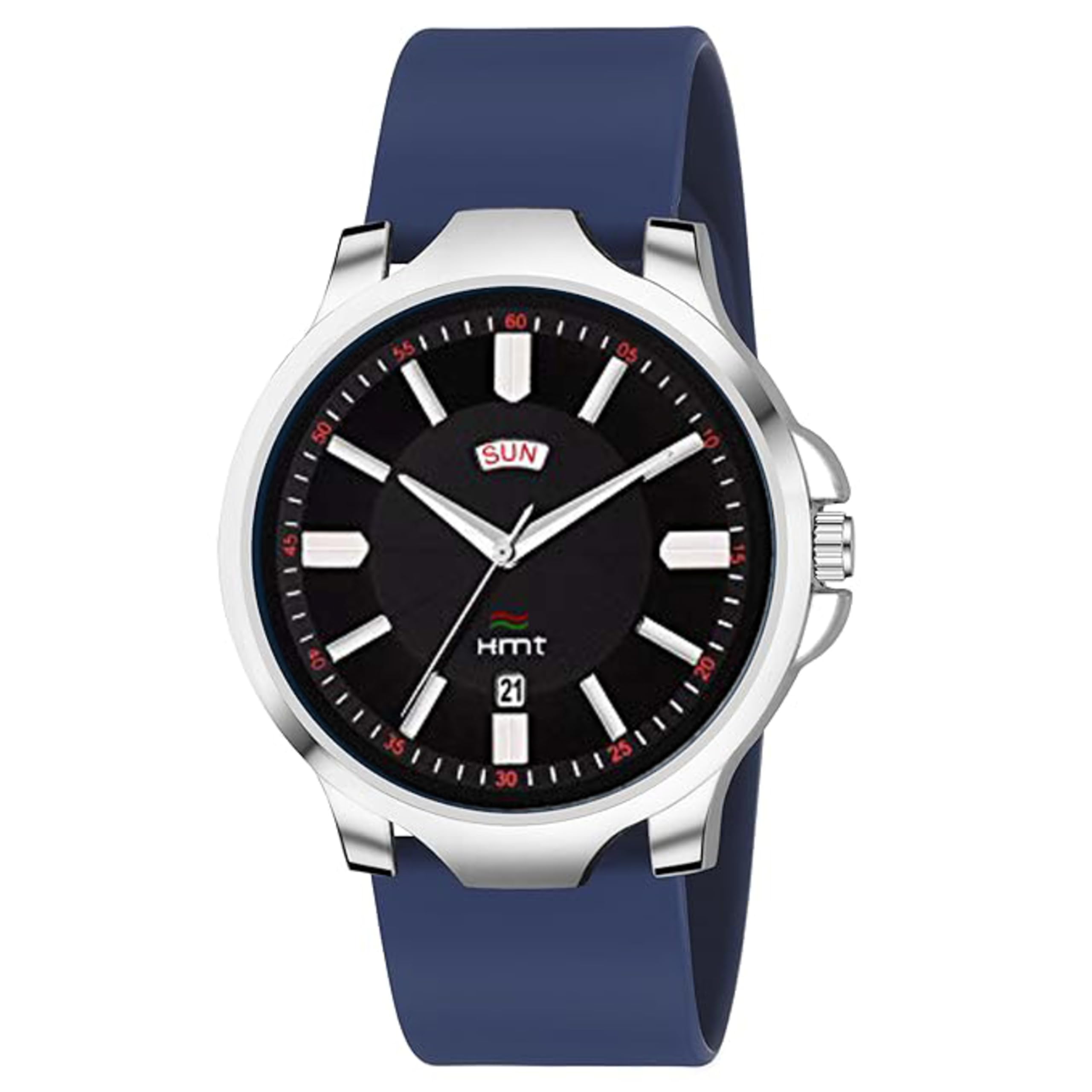 HEMT Blue Dial Date Display Soft Silicone Strap Watch (Black) (B0CX9BH19S) Amazon Price History, Amazon Price Tracker