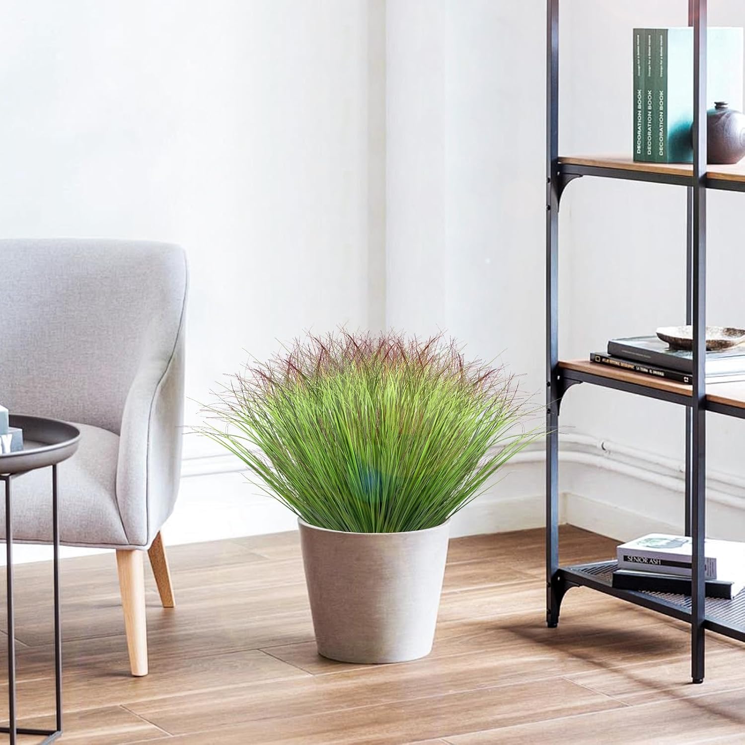 10 Bundles Fake Grass Plants Artificial Plants Outdoor Faux Plants Tall Shrubs Wheat Grass Greenery Stems UV Resistant Onion Grss For Outside Planters Indoor Room Vase Home Decor（Green Red Tail） - Image 7