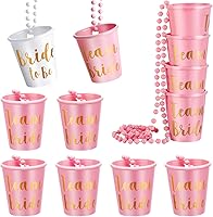 Vista 10 de Maitys 12 piezas de collar de cristal de chupito de novia con cuentas de plástico, lámina dorada para despedidas de soltera, fiestas nupciales Blanco