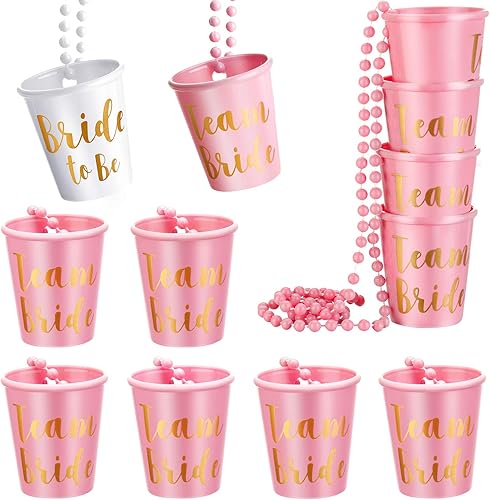 Miniatura 10 de Maitys 12 piezas de collar de cristal de chupito de novia con cuentas de plástico, lámina dorada para despedidas de soltera, fiestas nupciales Blanco