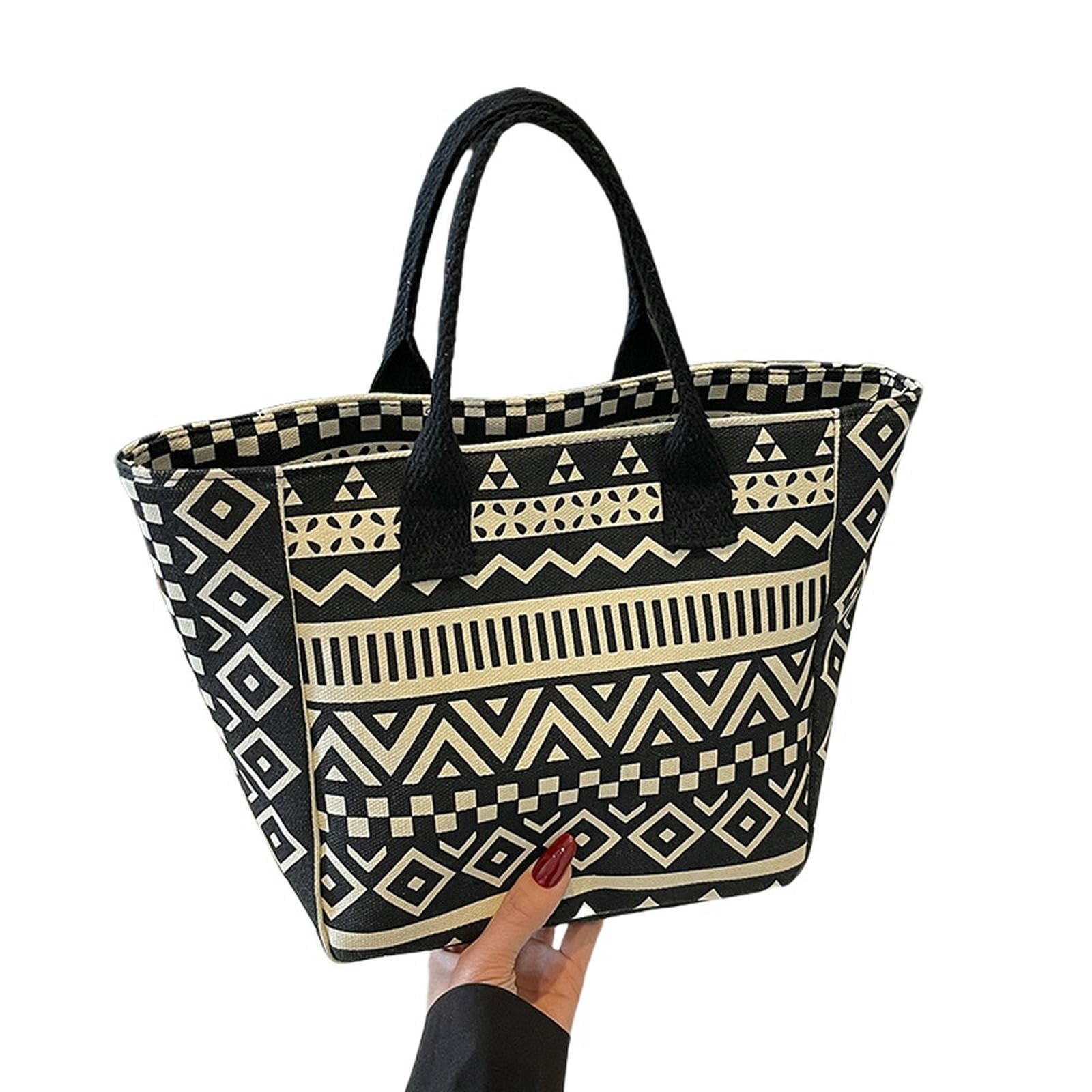 Sac en toile femme à rayures grand sac cabas épaule noir fourre-tout chic