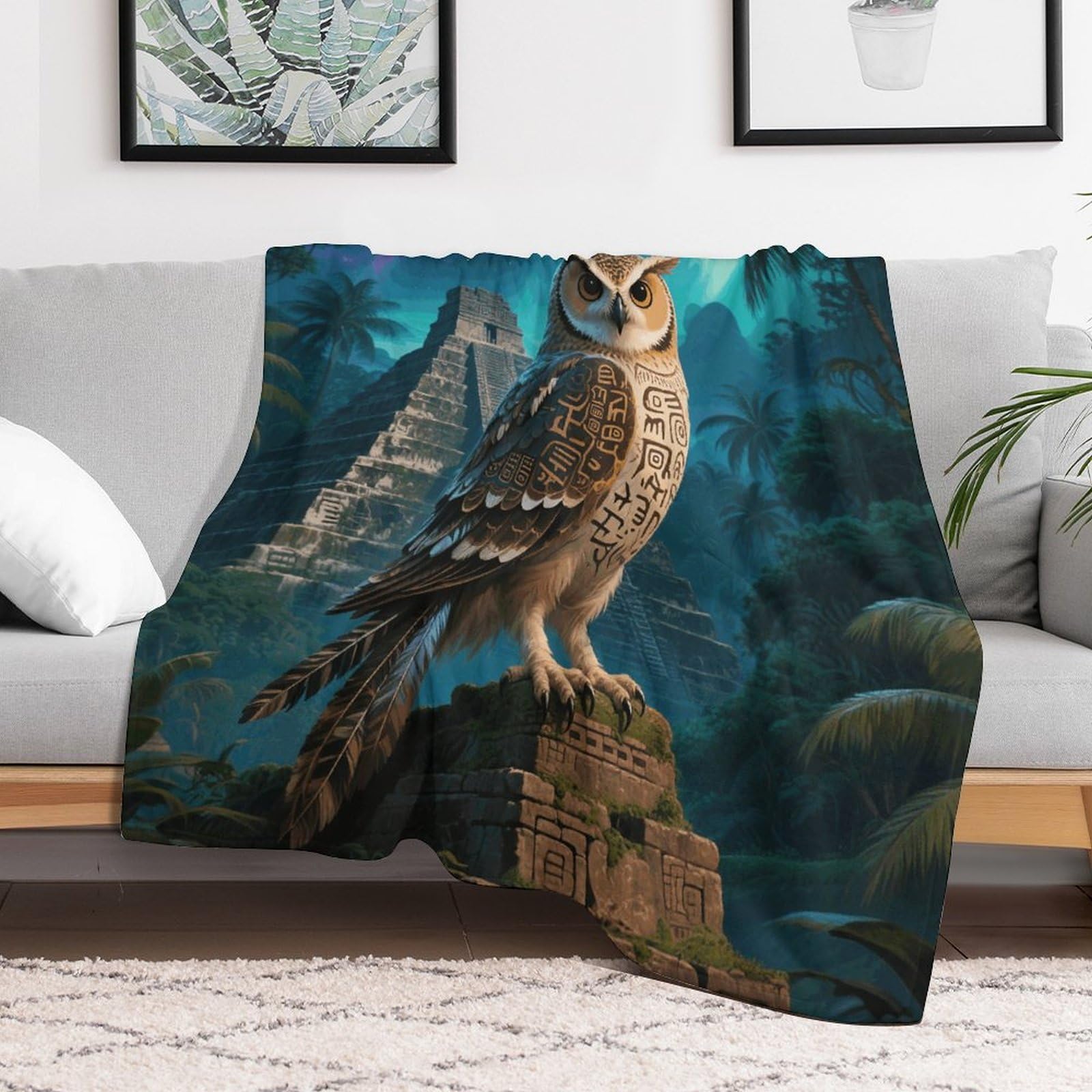 Custom Maya Owl Blanket Lightweight Flannel Fleece Throw for Couch Sofa Bed Luxury Soft Cozy Plush Lap Bedtime Blanket for All Seasons Bedroom Home Decor Gifts 30x40