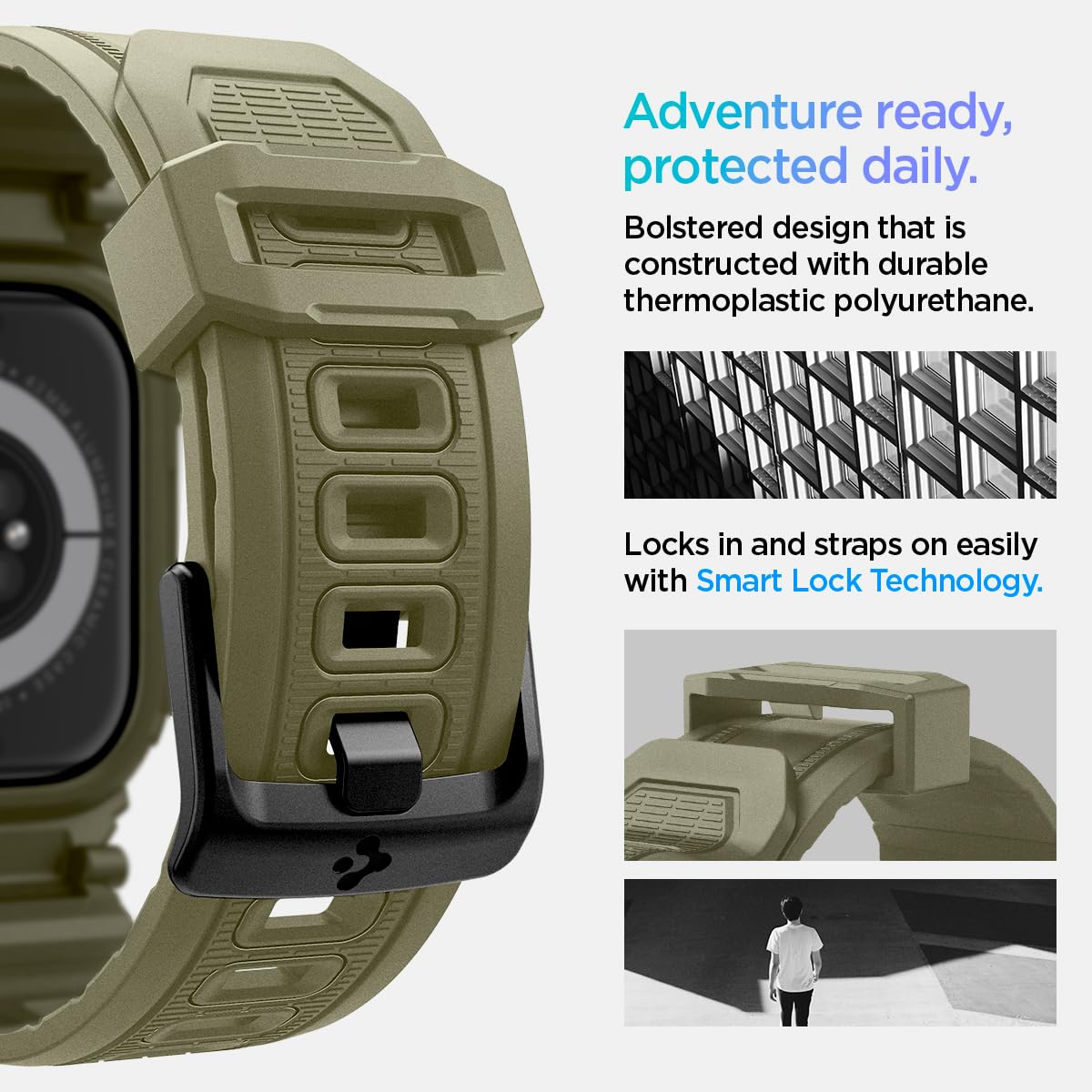 Spigen Rugged Armor Pro Funda con correa de TPU Compatible con Apple Watch Serie 11/10 46mm (2025/2024)