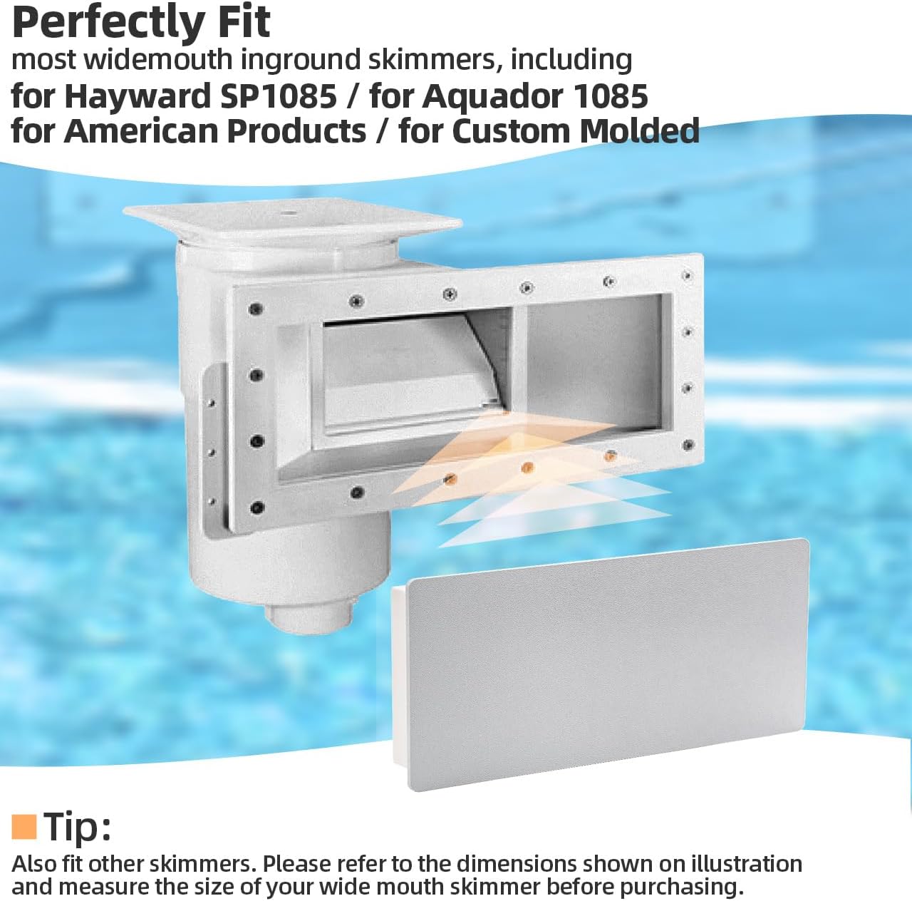 Pool Skimmer Winter Plug for Inround Pool Wide Mouth Skimmer, Winterizing Door Cover Plate for Hayward SP1085, for Aquador 1085, for American Products, for Custom Molded Widemouth Skimmer