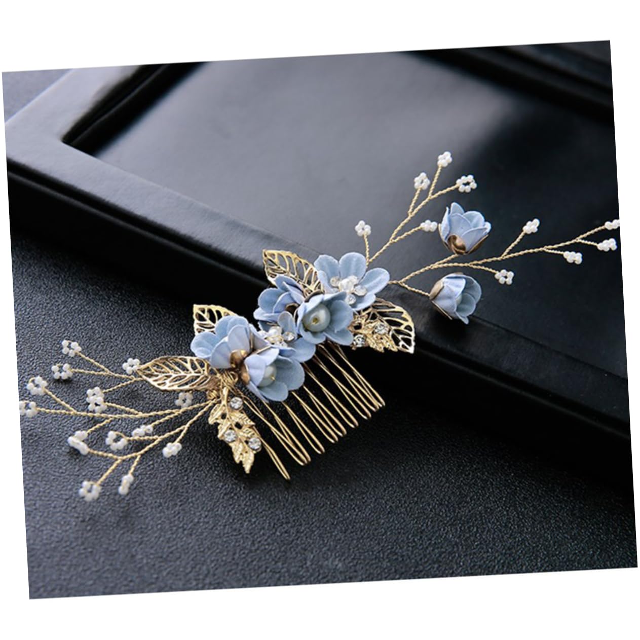 Baluue 20stücke Teiliges Haarschmuck-set Für Braut Handgefertigte Blumen-haarkämme Mit Kristallen Für Hochzeiten Und Besondere Anlässe Blau