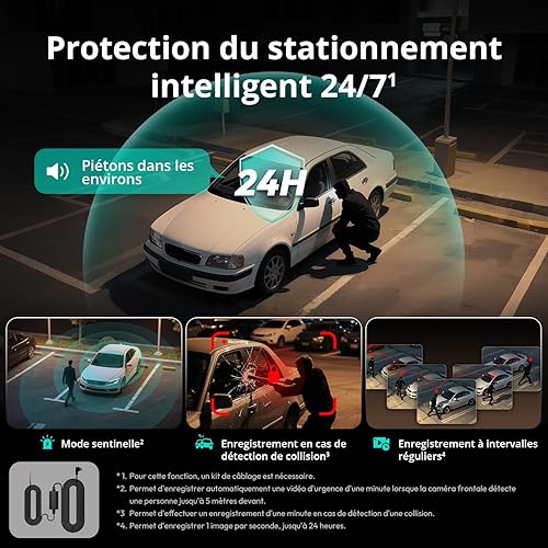 BOTSLAB 4 Canaux Dashcam Voiture,Dashcam 3K/4K Avant et 1080p*3,Caméra Embarquée 560°& 5.8GHz WiFi GPS avec carte SD 128G, Commande Vocale,Vision nocturne, 24H Parking Mode avec Kit de Câblage Incluse - 5