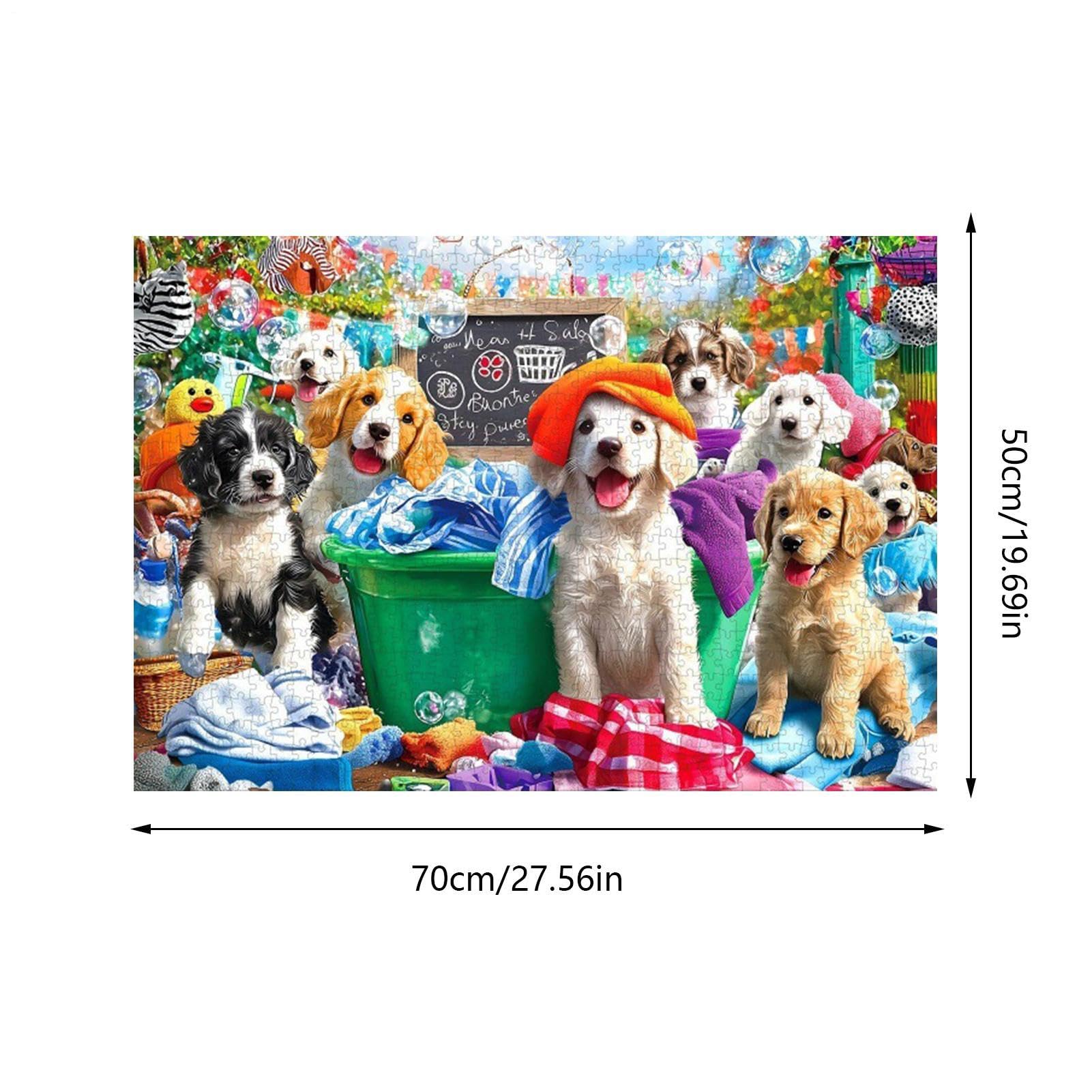 Puzzle z motywem Zabawna Gra w Temacie Psiego Prania | Puzzle 1000 elementów z literami na odwrocie Dla seniorów kobiet i mężczyzn dekoracja do domu