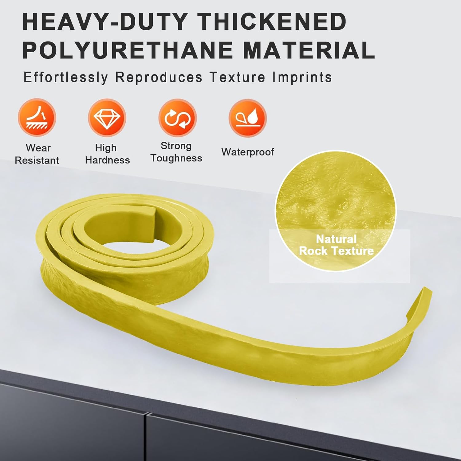 102 x 2.17 inch Concrete Edge Mold | Rectangular Concrete Stone Rock Edge Form Liner | Chiseled & Imprint Seamless – Ideal for Countertops, Steps, Benches & Fireplace Edging Forms