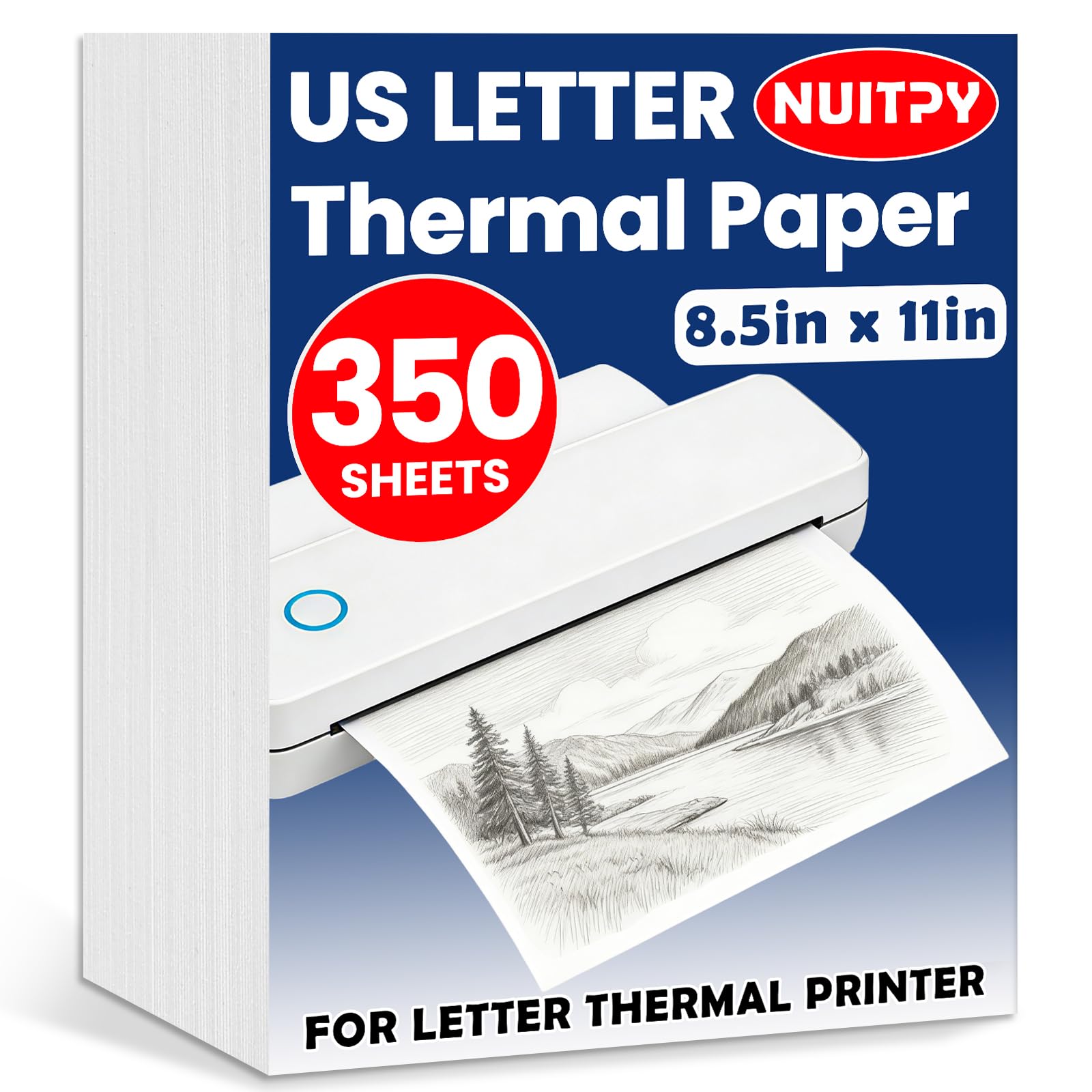 350 Sheets Thermal Printer Paper, 8.5in x 11in US Letter Size