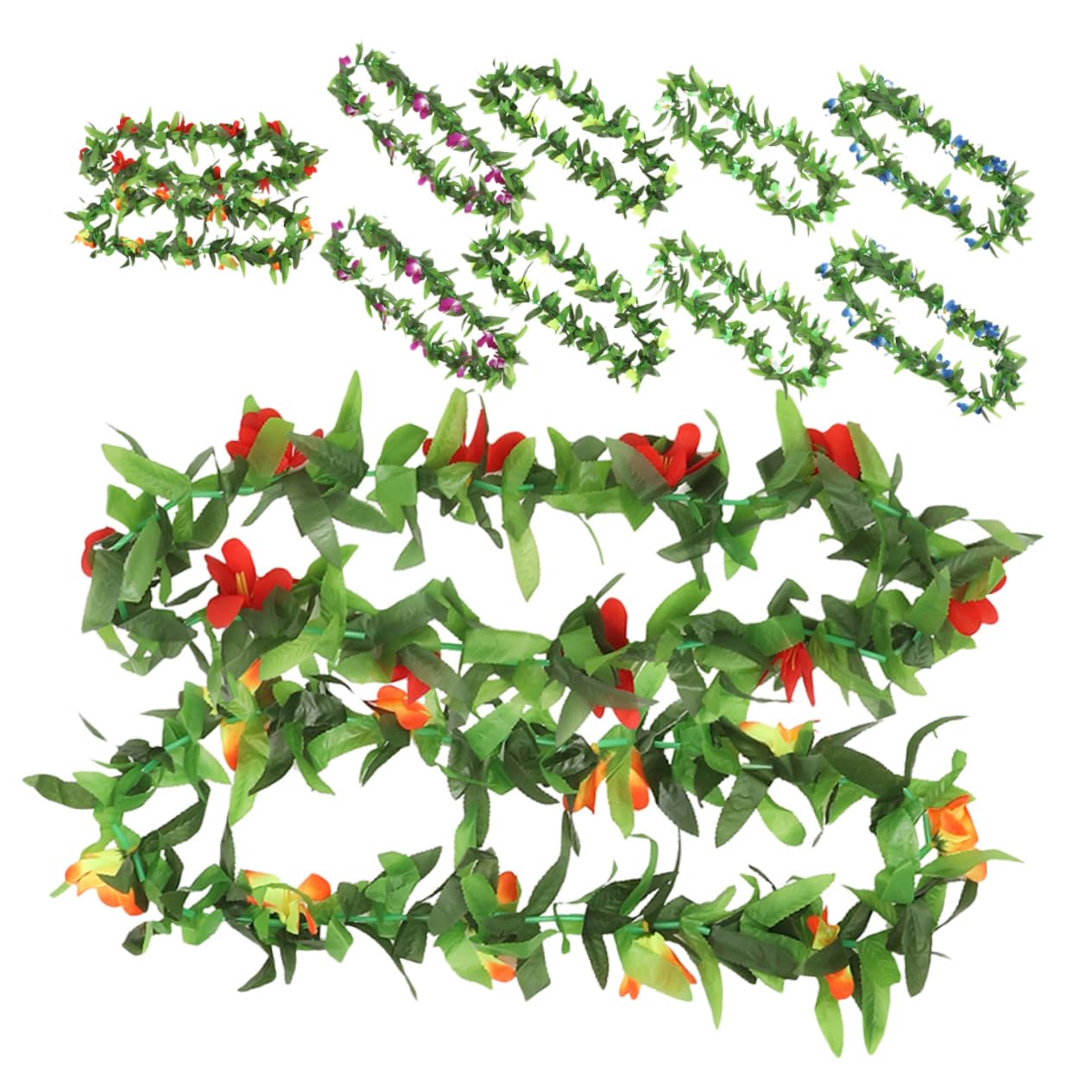 ABOOFAN 12pezzi Ghirlande Hawaiane da Collane di Fiori Tropicali Foglie Verdi Decorazioni per Feste Hawaiane per Feste Tema Luau Beach ed Estive