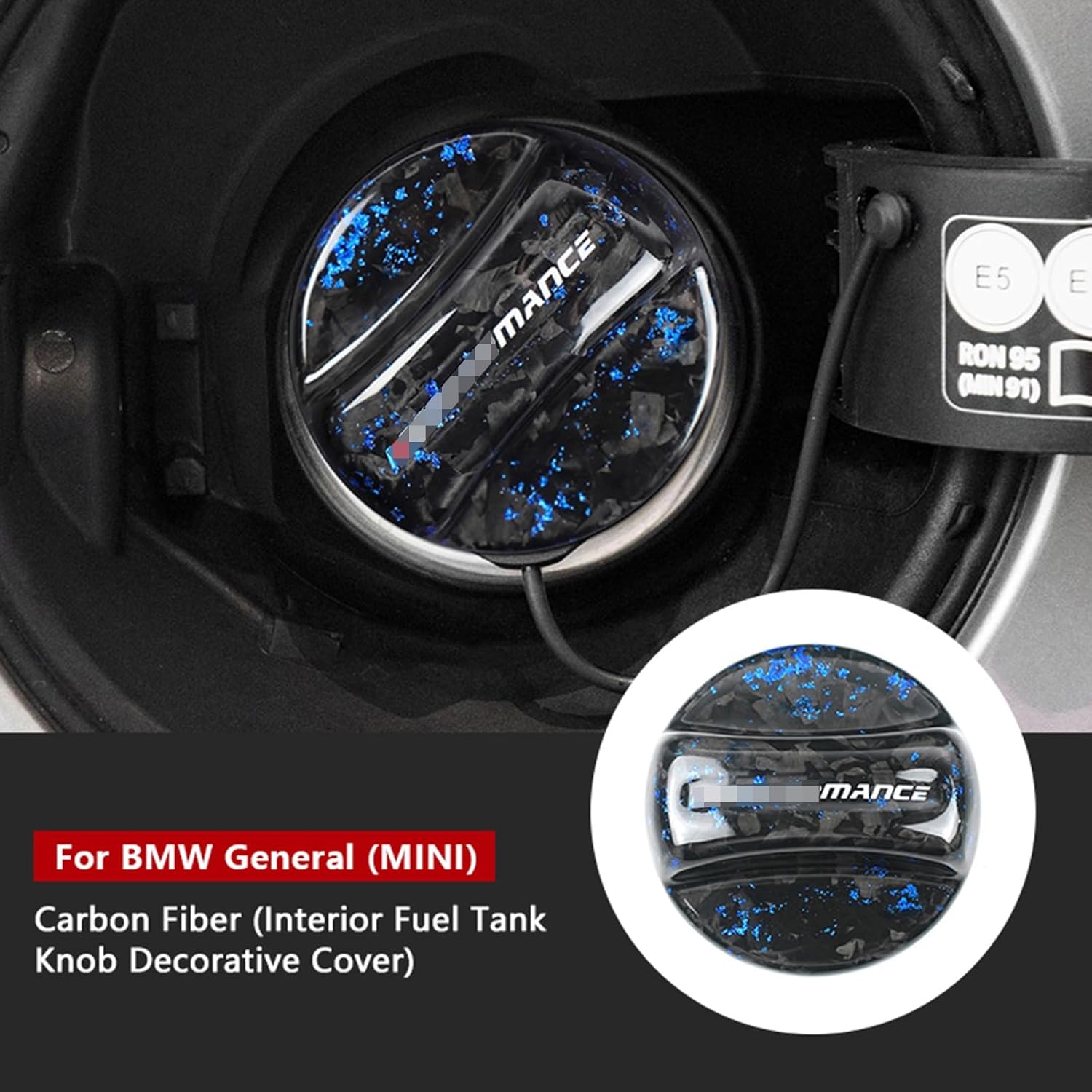 Forged Carbon Fiber Car Fuel Gas Tank Filler Cap Cover Trim Universal fit for BMW MINI X1 X2 X3 X4 X5 F10 F30 E46 E90 F80 F82 G80 G82 (Blue)