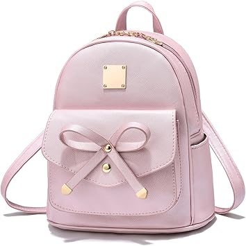 Classic New Backpack Lightweight Fashion Women'S Crossbody Bag Bow Cute Pu Leather Casual Backpack Mini Backpack Wallet Women,Pink