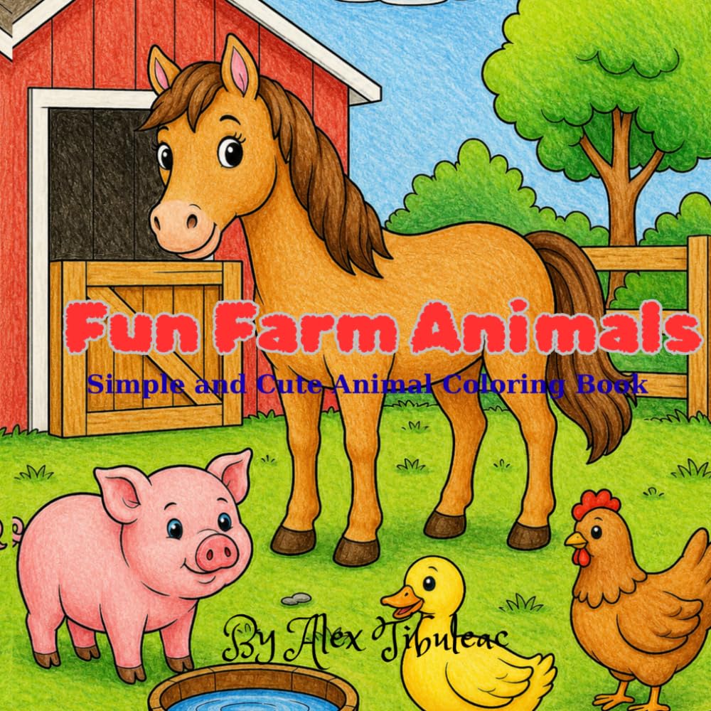 Fun Farm Animals: Simple and cute coloring book