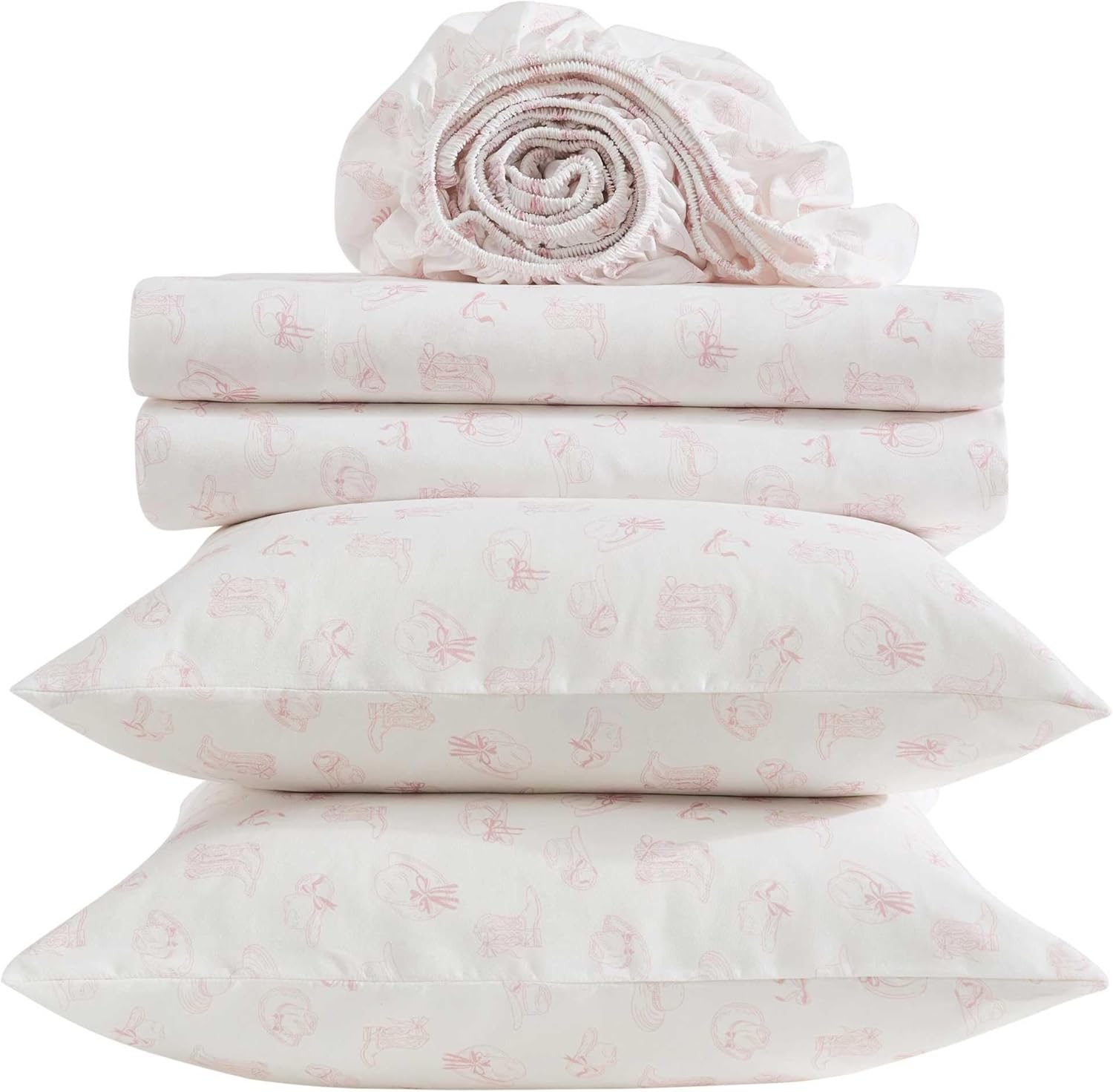 Wrangler - Queen Size Sheet Set, Soft & Wrinkle-Resistant Bedding for Year Round Comfort, Deep Pockets, Bed Sheets with Matching Fitted Sheet & Pillowcase (Cowboy Like Me Pink)