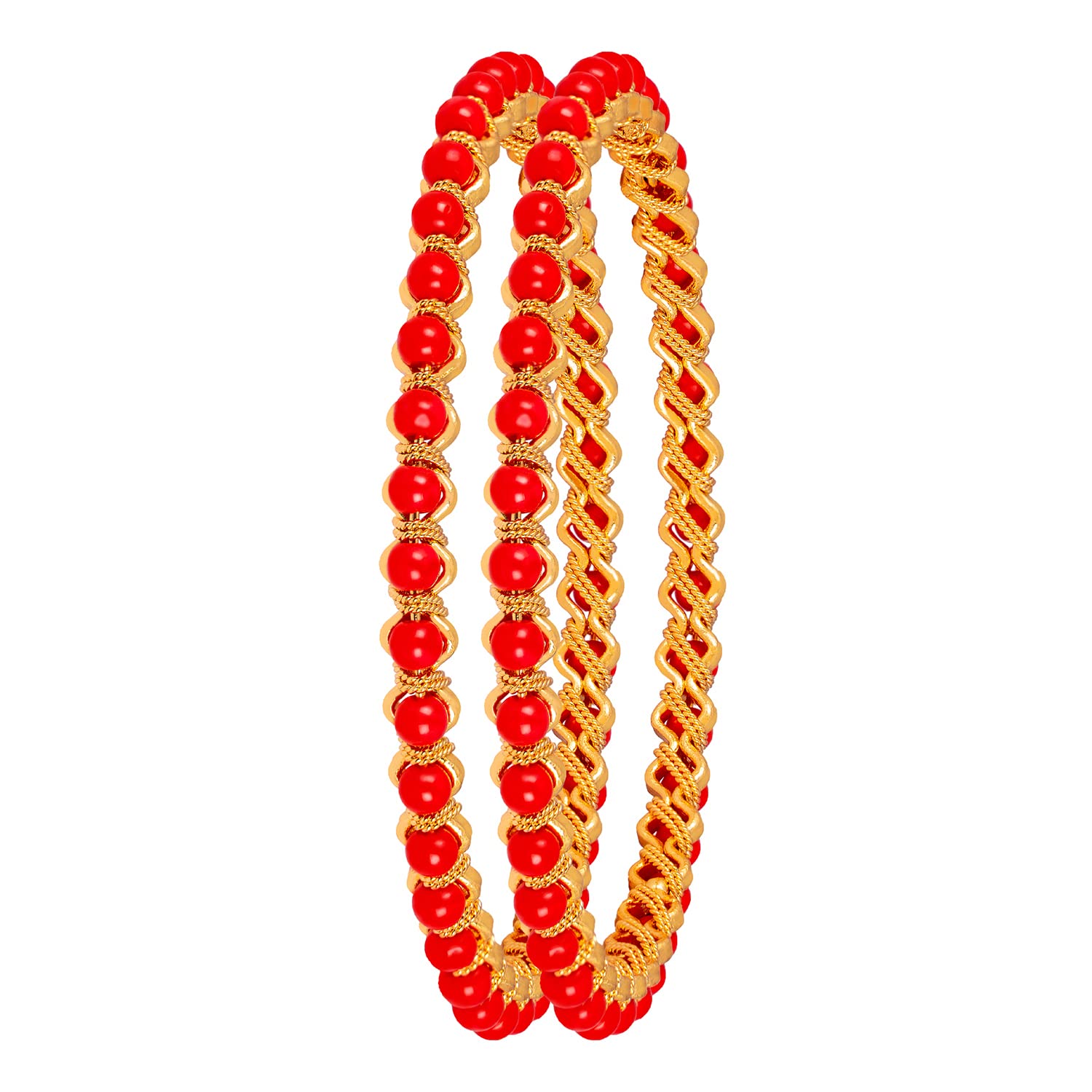 JFL -Traditional Ethnic One Gram Gold Plated Red Bead Designer Bangle Set For Women,Valentine (B01L471SC6) Amazon Price History, Amazon Price Tracker