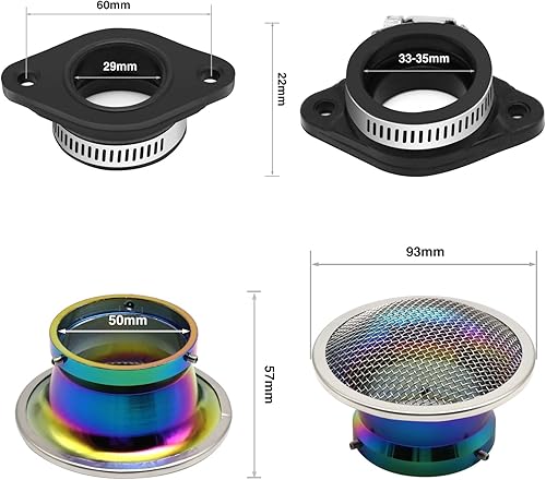 Miniatura 6 de Colorido PWK Carburador de 1.102 in con colector de admisión Filtro de aire de repuesto Kit de chorro principal universal adecuado para 2T4T Pit