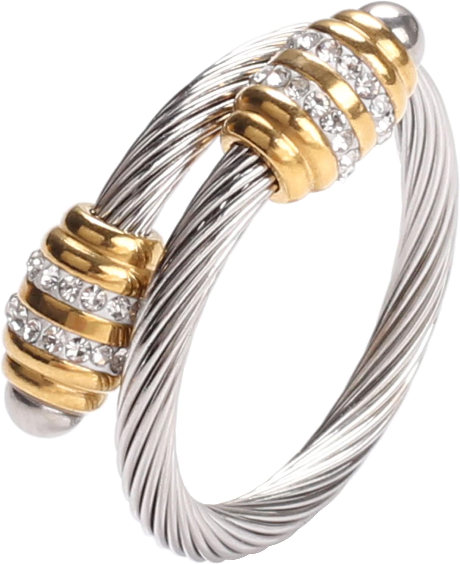 Cable Rings Vintage Twisted Open Ring for Women Adjustable Designer Fashion Brand Stainless Steel Jewelry with Gift Box