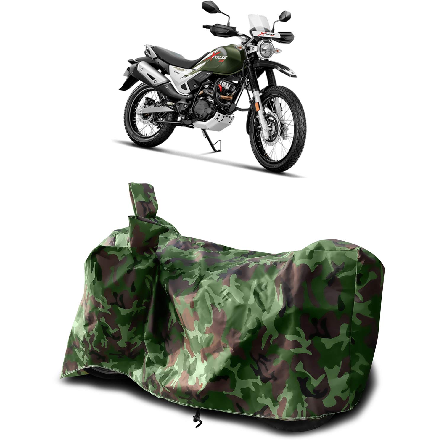 AARTRI - Hero XPulse 200 New BS6 Water Resistant - Dust proof - Full Bike Scooty two wheeler Body Cover for Hero XPulse 200 (Green Multijungle)