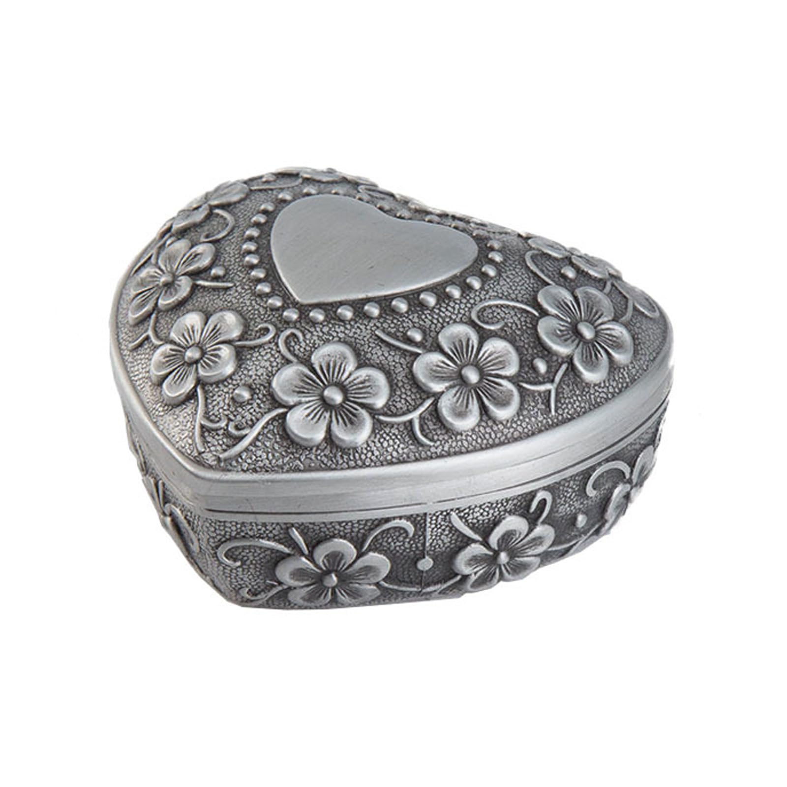 uikios Retro Styles Metal Heart Jewelry Box Featuring Compartments for Various Jewelry Soft Padding and Quick Open Fastener Heart Shape Box