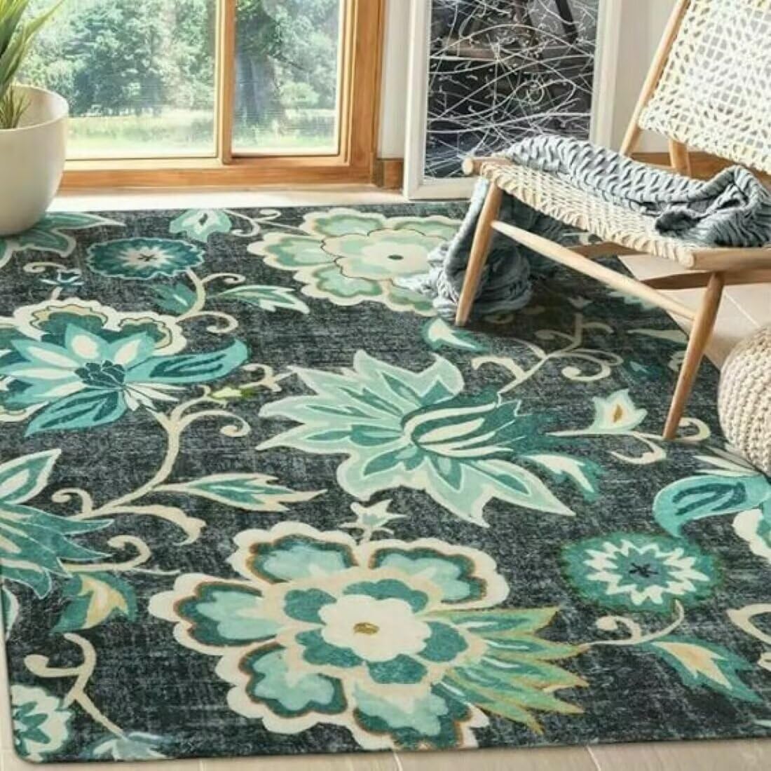 Tapis antidérapant moderne motif floral idéal pour réveiller votre chambre