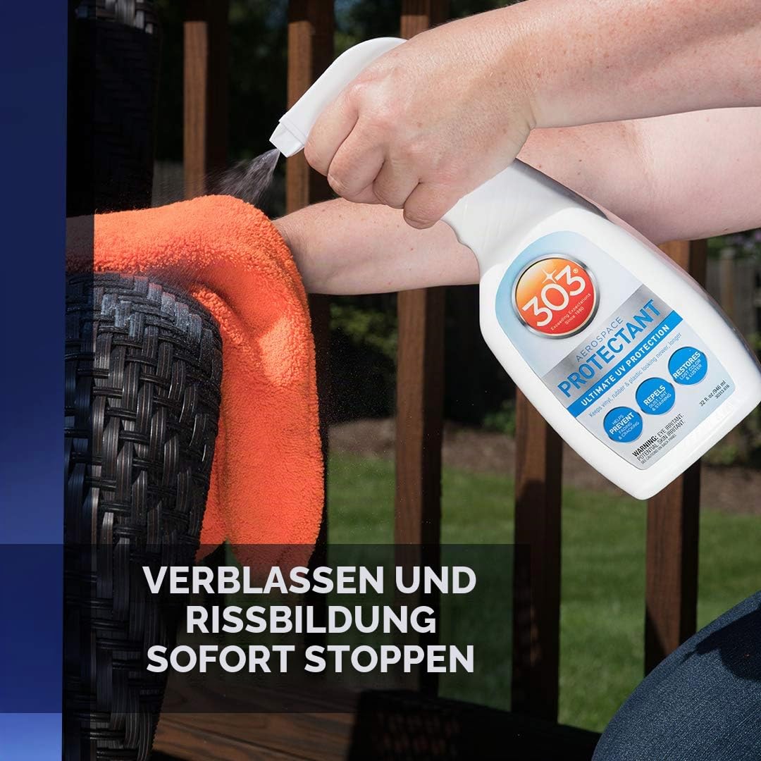 303 Aerospace Protectant – UV-Schutz für Kunststoff, Vinyl, Gummi und Leder – Mattes Finish + inkl. Nitrilhandschuhe 1, 946 ml (32 oz)