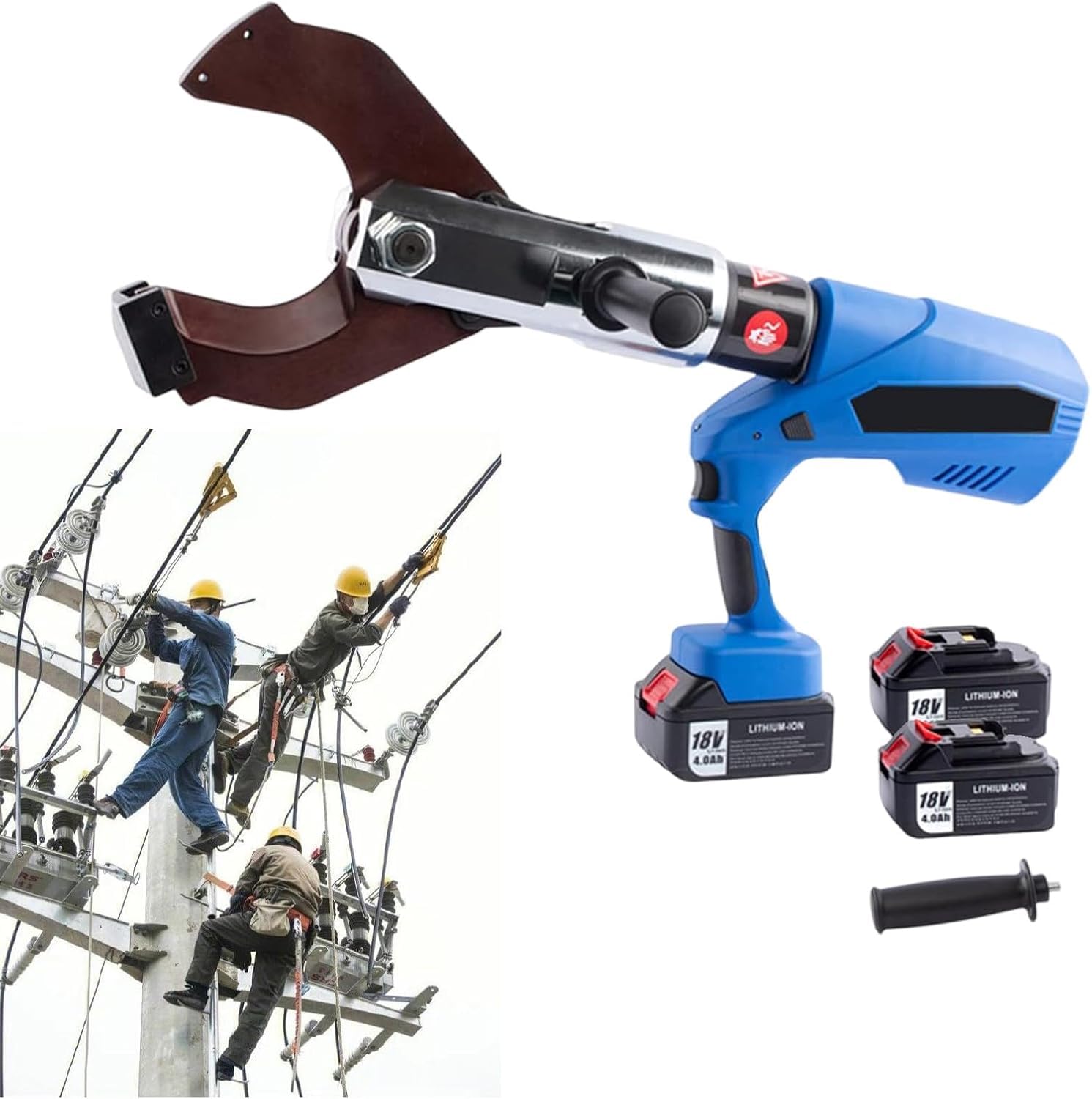 LMRXOFE Cordless Hydraulic Cable Cutter For Copper & Aluminum (up To 120mm) - 120kn Force, 2 Batteries, Carrying Case & Ez-85c Pliers For Effortless, Precise Cutting 105c