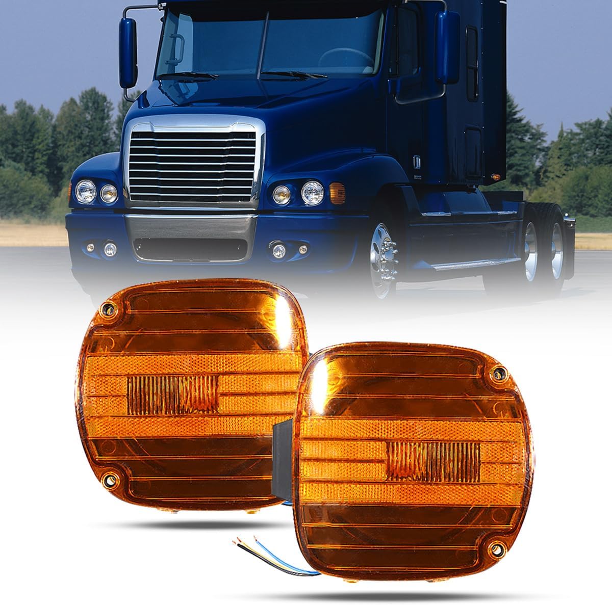 Corner Side Turn Signal Light Pair Left&Right Compatible 2007 Freightliner Century&ARGOSY 1995-2010,Parking Light Assembly
