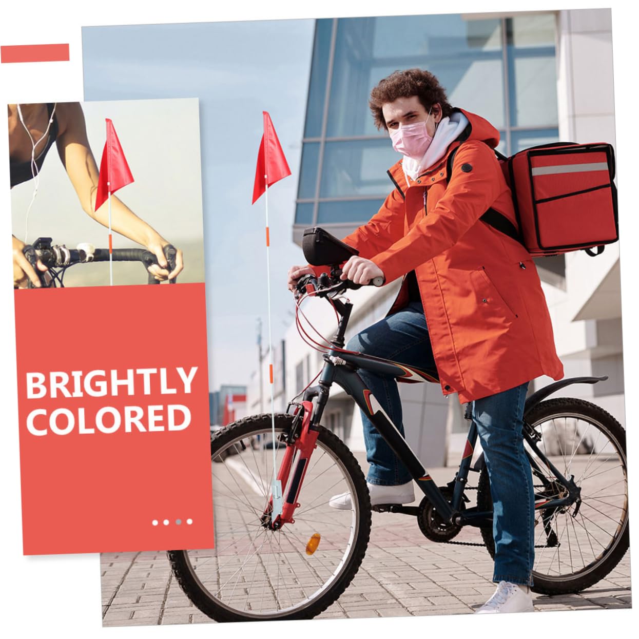 Happyyami 6stücke Fahrrad Sicherheitsflagge Mit Fiberglas-Stange Tragbare Warnflagge Für Kinderfahrräder Leuchtende Dreiecksflagge Für Sichtbarkeit Und Schutz Im Straßenverkehr