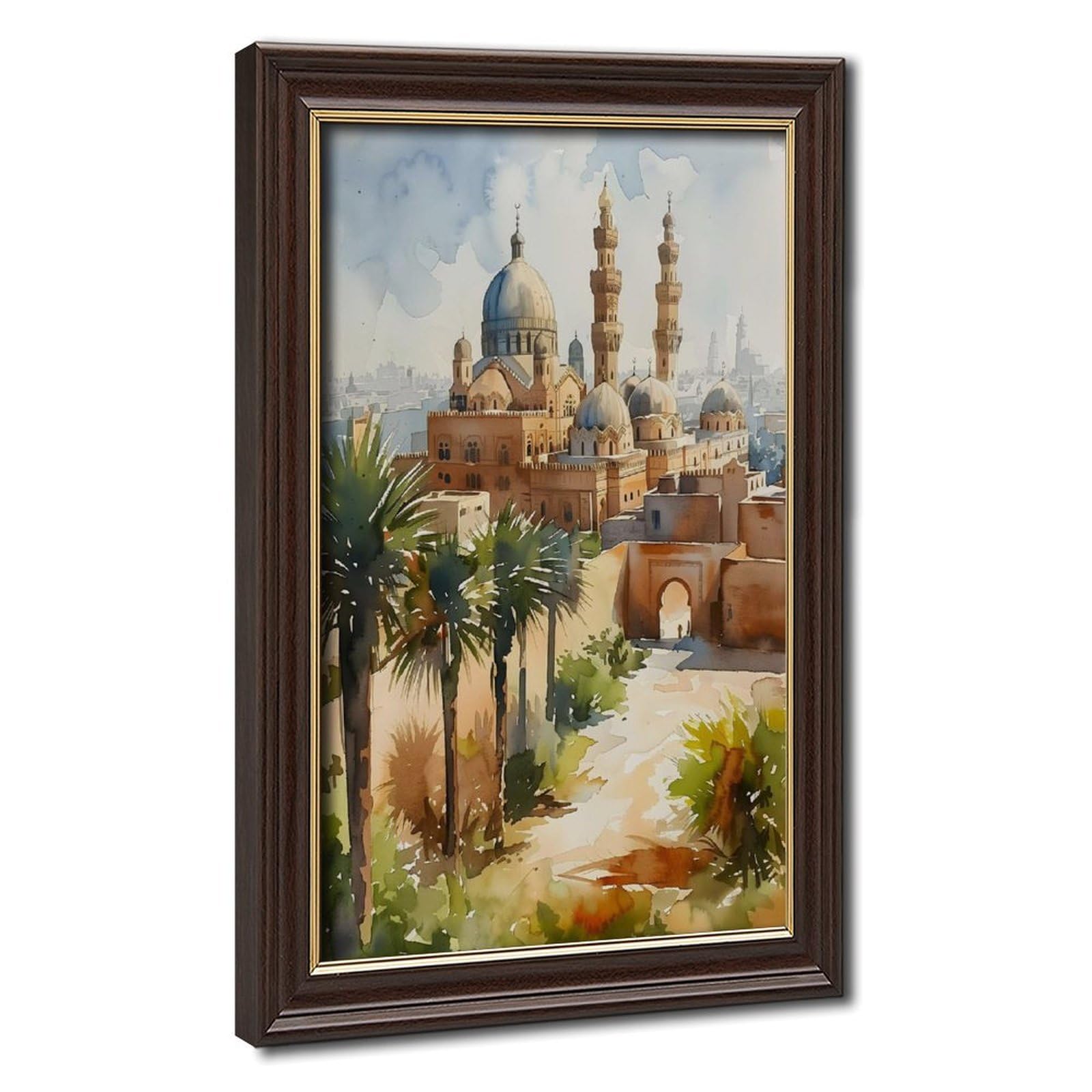 Bareronor Cairo Watercolor Canvas Poster Bedroom Decor Landscape Office Room Decor Gift 8" L X 12" W