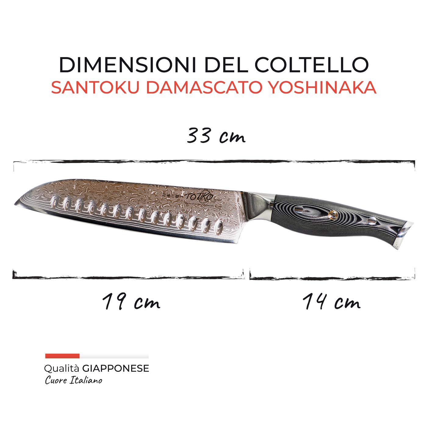SHAN ZU Coltelli da Cucina 18CM Acciaio Damasco & Rame Giapponese Coltello Santoku ad Alto Tenore