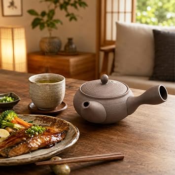 Tokoname Ware Kyusu Japanese Ceramic Teapot with Mesh Filter