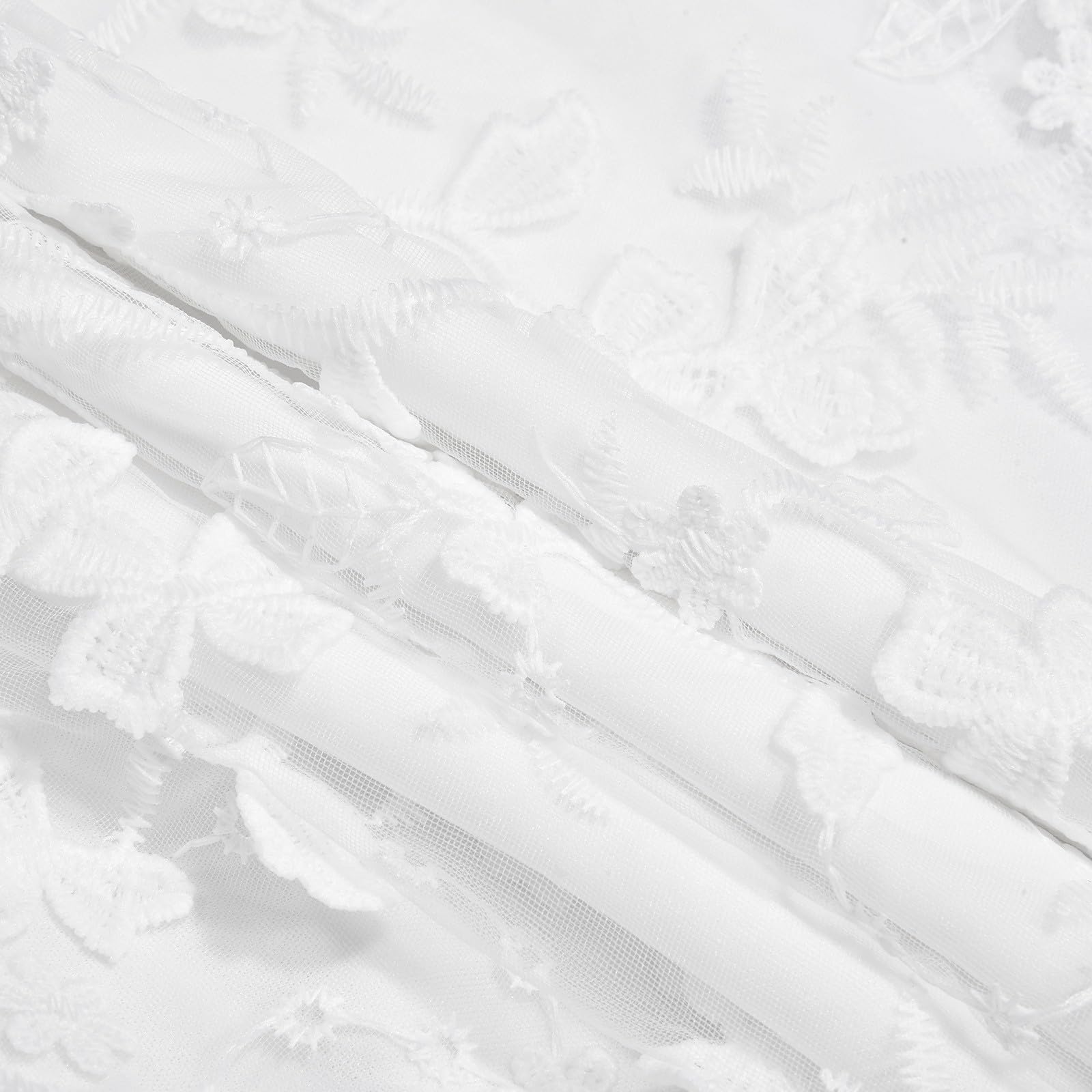 Abito da sposa da donna, lungo, in tulle, bianco, maxi abito in tulle, a maniche lunghe, scollo a V, in pizzo, per feste, cocktail, Carnevale