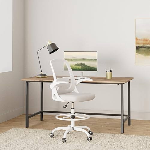 Miniatura 9 de Silla de oficina ergonómicas con soporte lumbar y brazos abatibles, cómoda silla ejecutiva de malla transpirable con tarea giratoria, altura