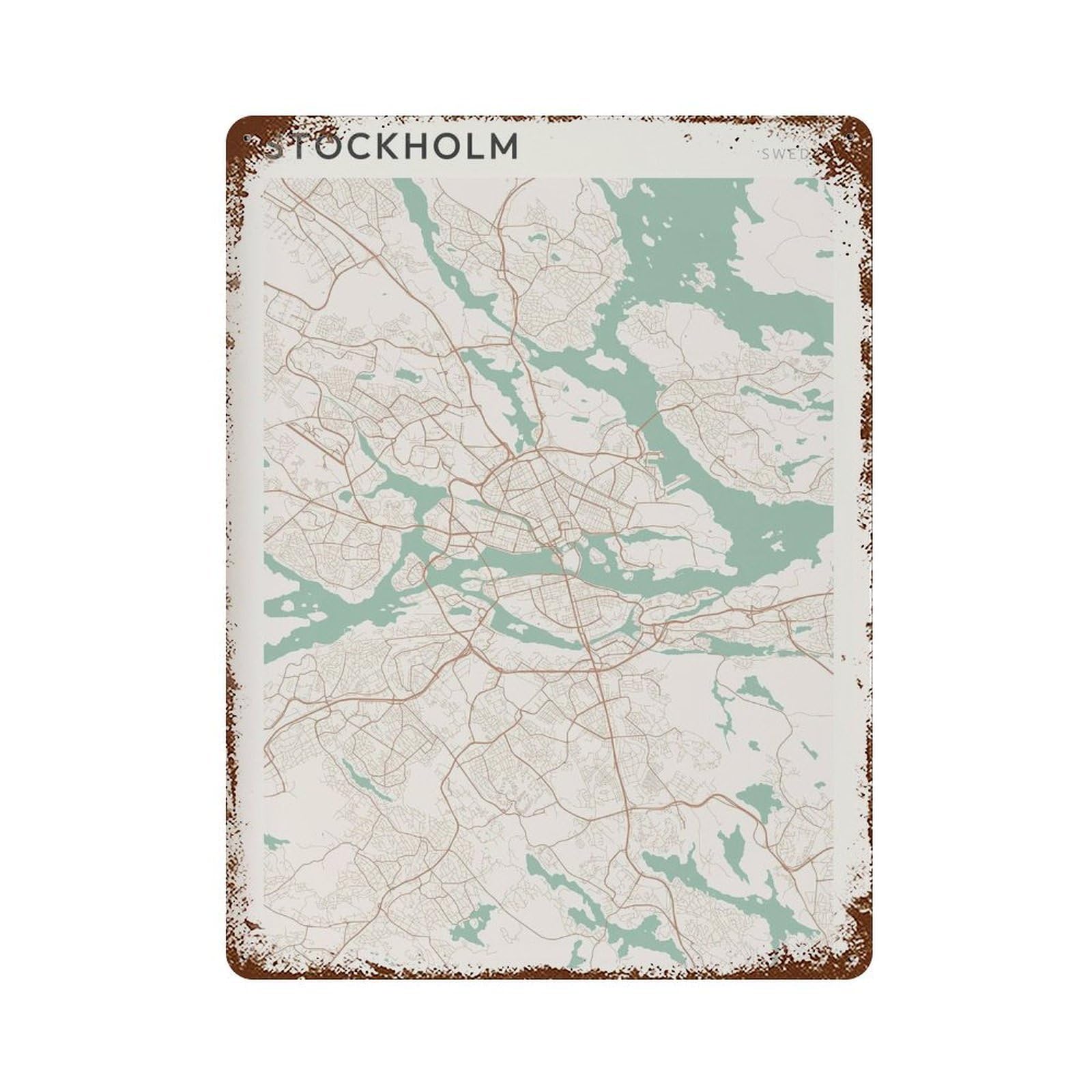 xiaoxiaoshen Stockholm Map City Sweden Boho Wall Decor Art Metal Tin Poster Modern Home Decor Art Home Bar Shop Decorations Vintage Sign 40x30cm