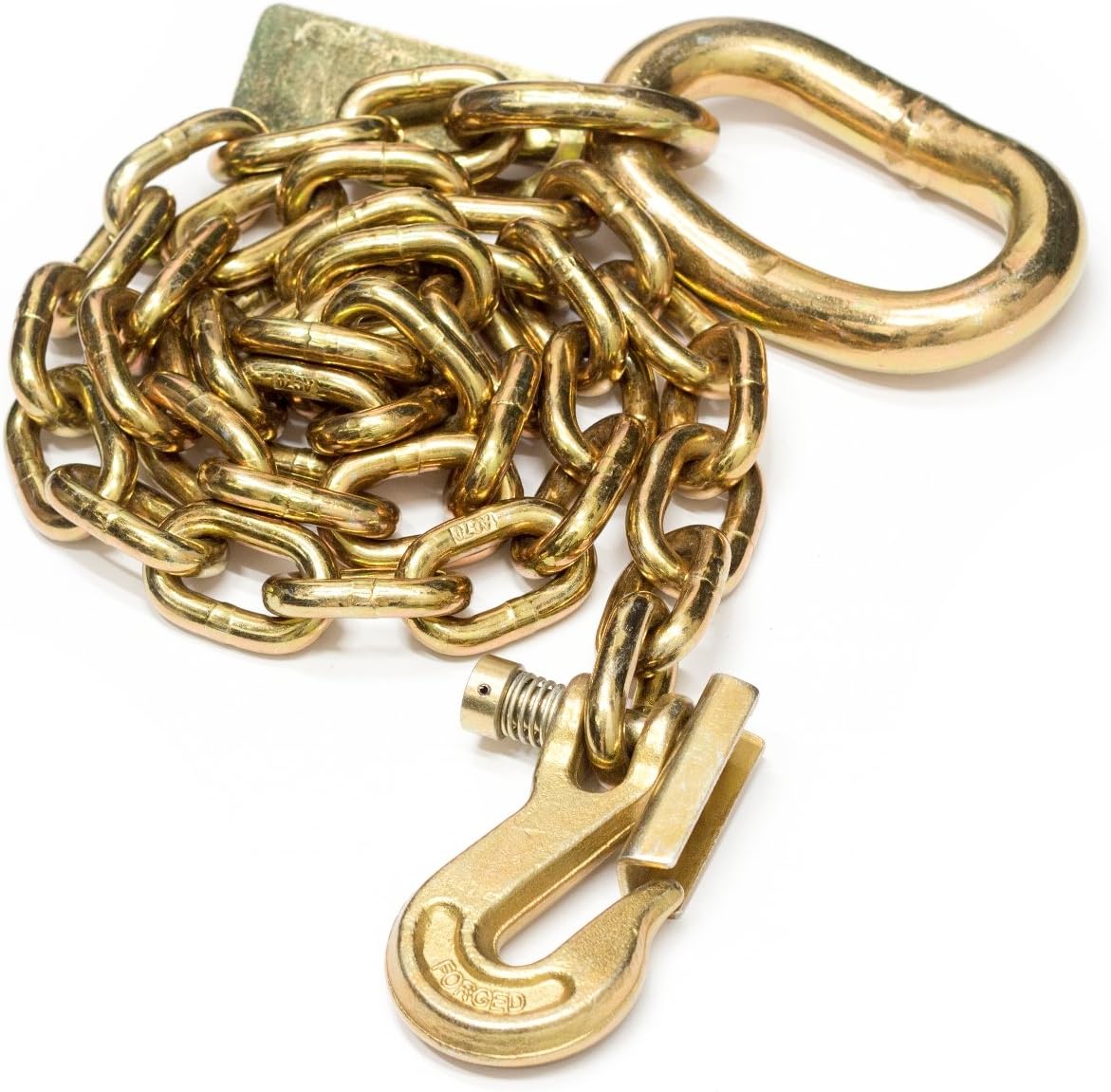 426141 1/2-inch x 5 ft. Gold Chromate Tractor Safety Binder Chain with Clevis Grab Hook and Attachment Ring, 11350 lb. Load Capacity, Grade 70, for Farming, Logging, Construction