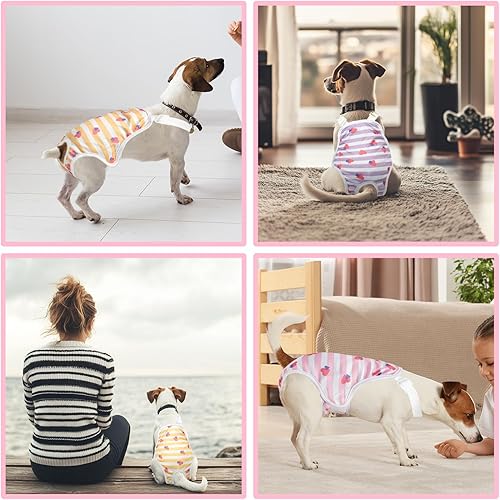 Miniatura 7 de Paquete de 3 pañales lavables para perras, bragas sanitarias con tirantes ajustables, pañales fijos reutilizables para perras, superabsorbentes, a