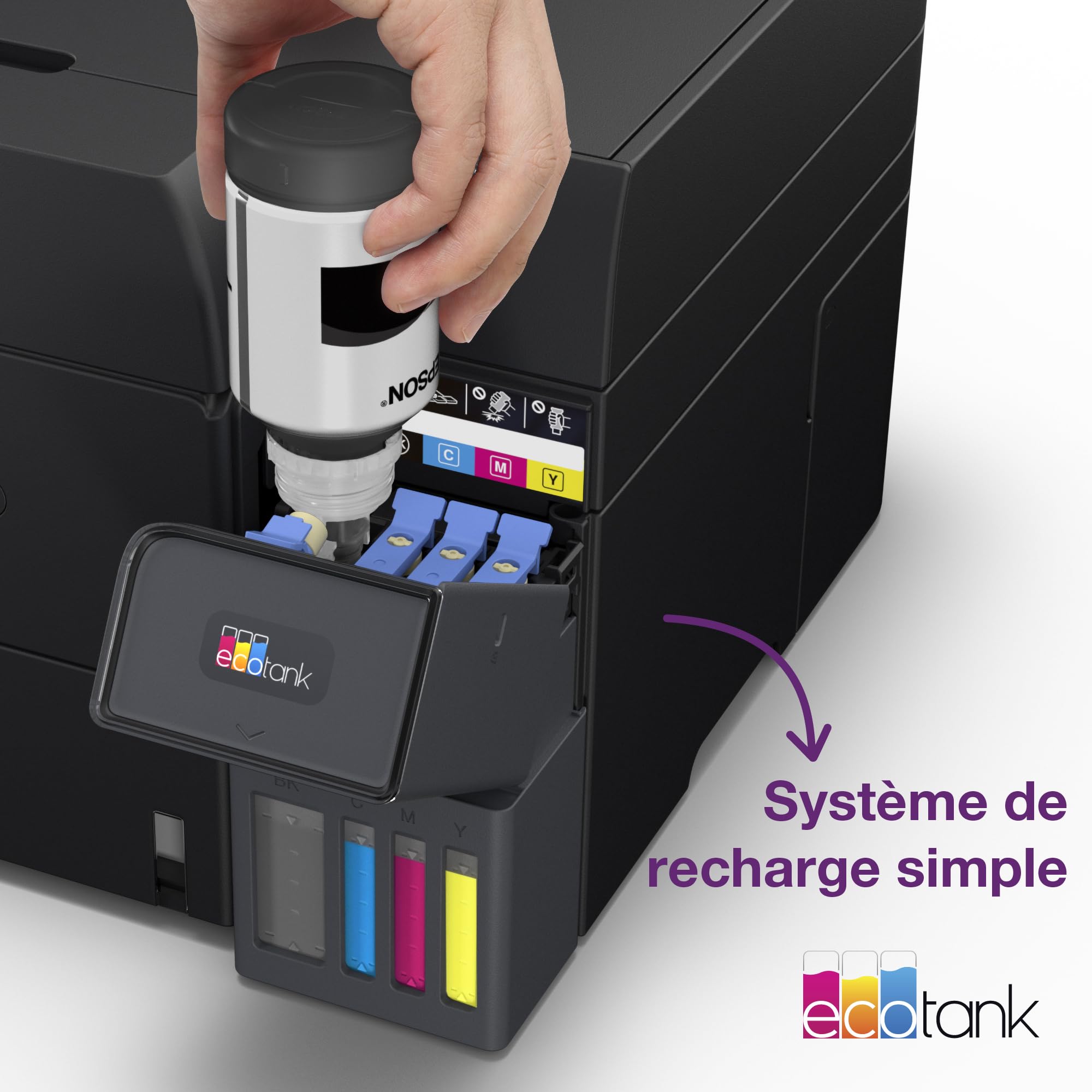 Epson Solution d’Impression A4 EcoTank ET-4955 avec Wi-FI, réservoirs d’Encre AirPrint, Chargeur de Documents, Impression, numérisation, Copie et fax Recto Verso + Jusqu’à 3 Ans d’Encre Inclus