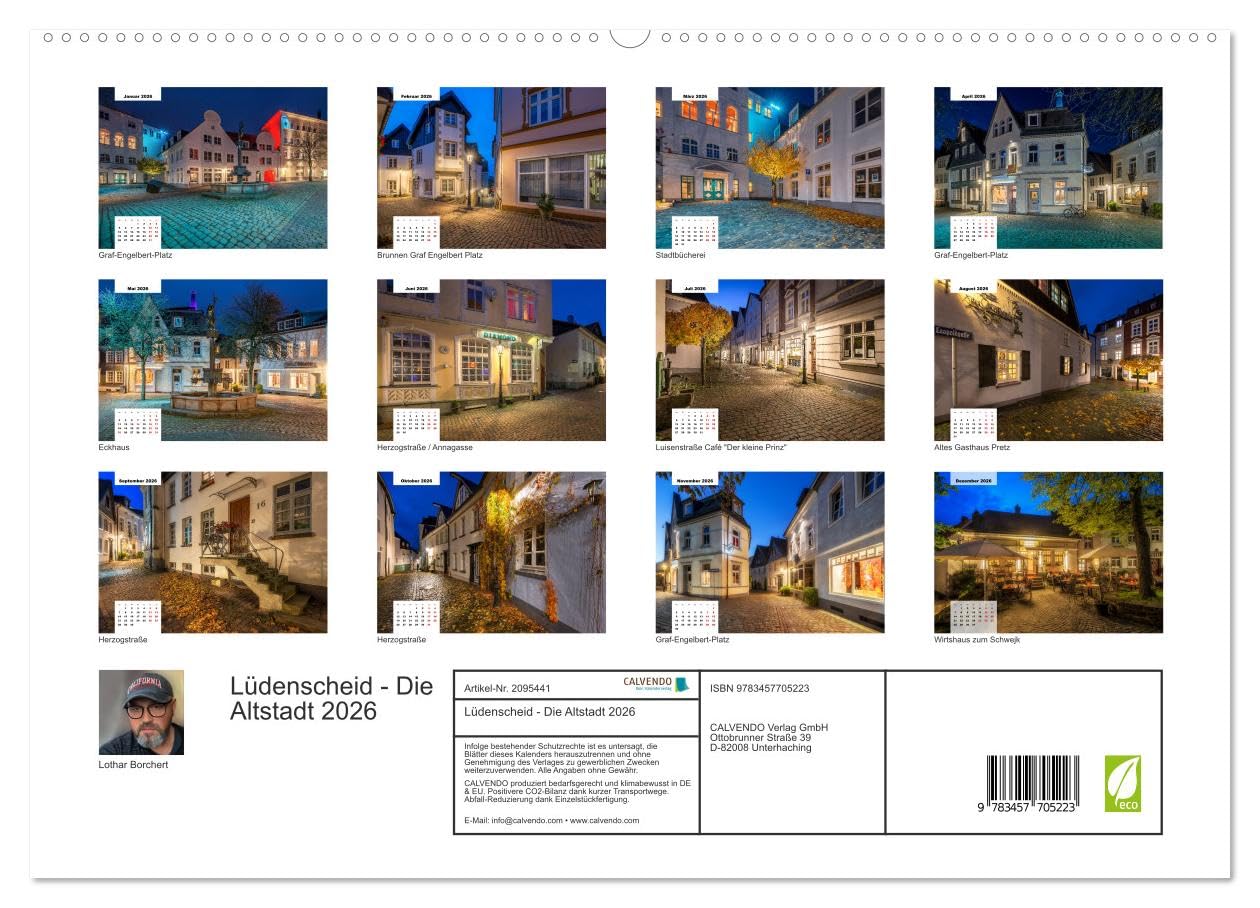 Lüdenscheid - Die Altstadt 2026 (hochwertiger Premium Wandkalender 2026 DIN A2 quer), Kunstdruck in Hochglanz: Die ältesten Häusern mit mit der Kamera zur blauen Stunde fotografiert (CALVENDO Orte)