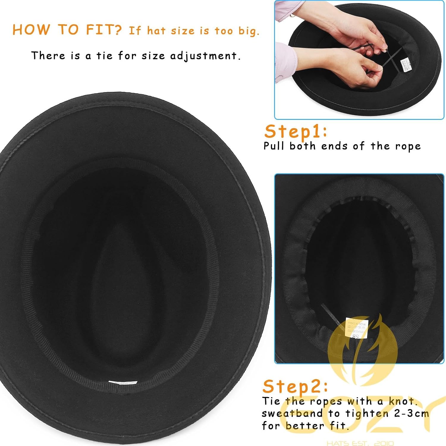 2 Pack Men's 1920s Fedora Trilby Hats,Short Brim Gatsby Fedora Hat with Ribbon Feather Band