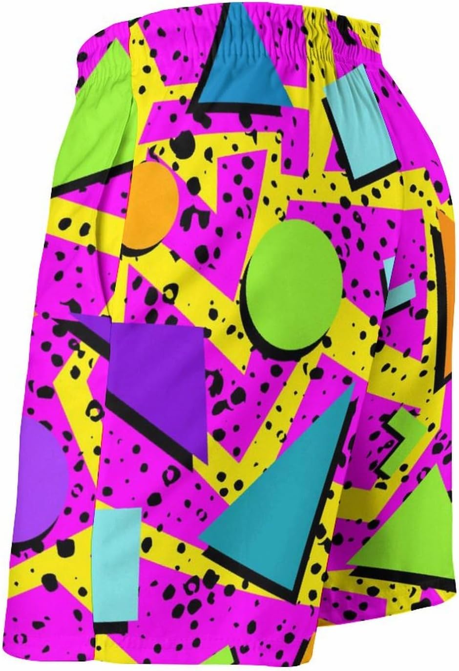 Vintage 80s Memphis Mens Beach Shorts Funny Elastic Waist Quick Dry Swim Trunks - Image 5