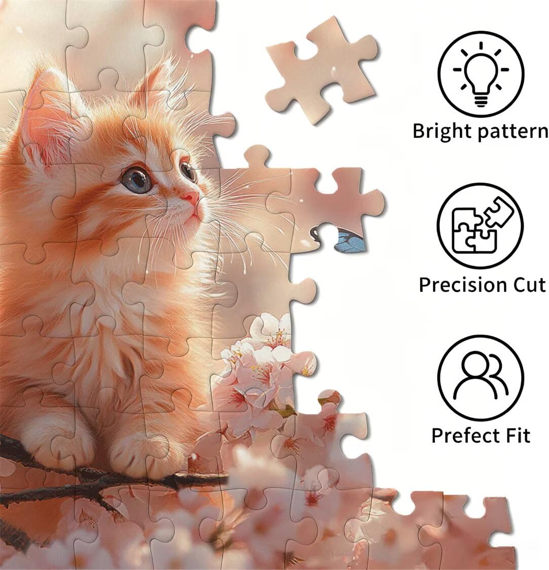 Puzzle dla dorosłych 2000, kot kwiat wiśni, 99 x 70 cm, n-522