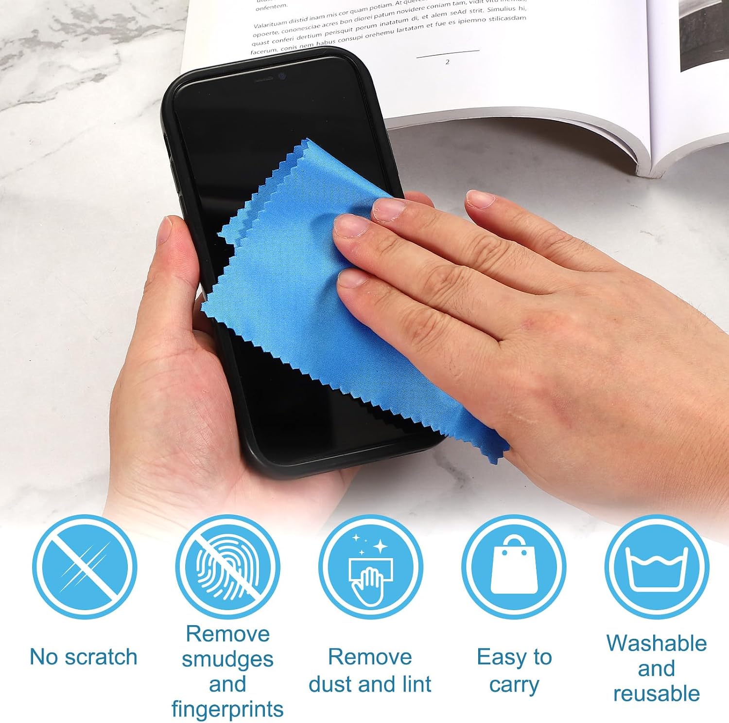 PATIKIL Eyeglass Microfiber Cleaning Cloth 5.5"x5.5", 100 Pack Glasses Cleaning Cloth Soft Wipe Screen Cloth for Camera Lens Eyeglasses Screens, White image 5