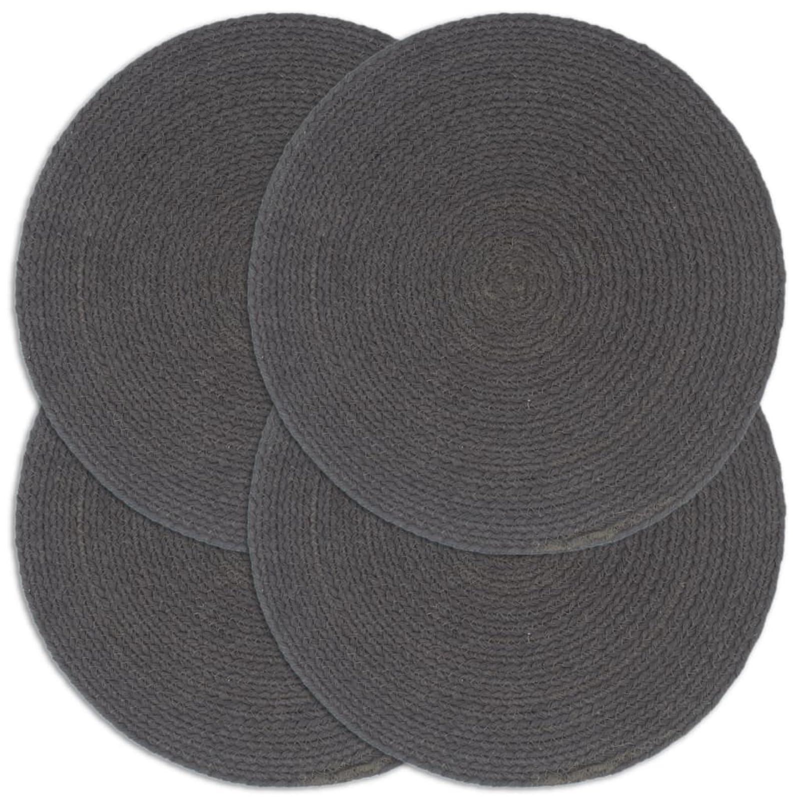 ARKEM Napperons 4 pcs Gris foncé Plain 38 cm Rond Coton,Set de Table Lavable,Dessous de Table