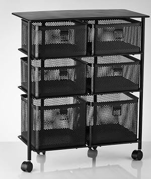 3 Tiers Split Wheeled Metal Vegetable Holder (Black)