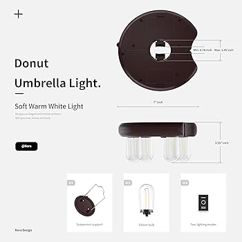 Nora·Gift Patio Umbrella Light with LED Edison Bulbs