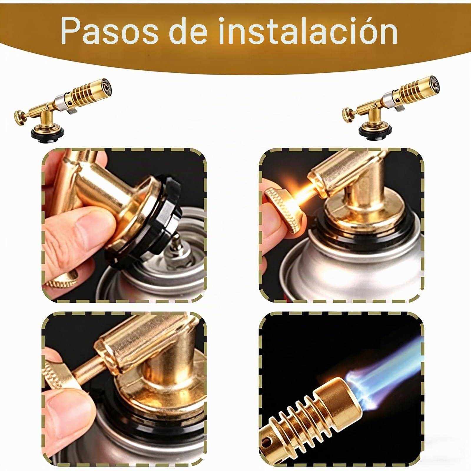 Pistola de llama de cobre, soplete ajustable portátil, soplete de gas butano turbo, para uso en casa y exterior, barbacoa, horneado, soldadura, desoldadura