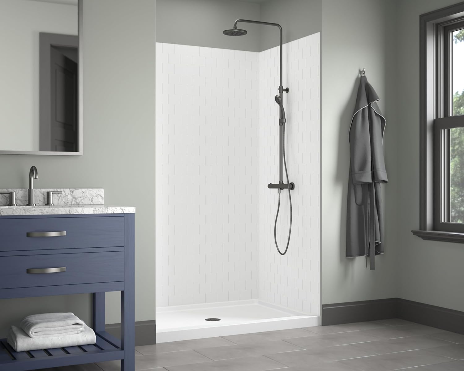 Miseno MSW784834 ReadySet 48" X 34" X 78" Five Panel Alcove Shower Wall Kit - Graphite