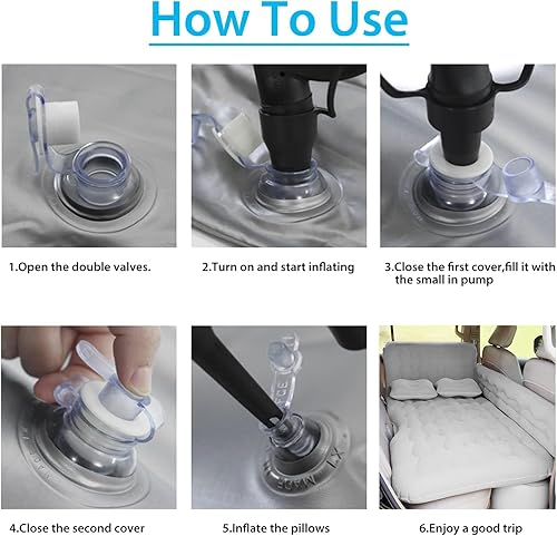 Miniatura 4 de ISWEES Colchón de aire para cama de automóvil, SUV, colchón de aire para automóvil con bomba eléctrica, 2 almohadas inflables y 2 reposapiés para