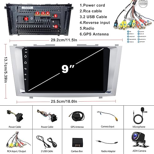 Miniatura 7 de Radio de coche Android 12 para Camry 2006-2011, unidad principal de 9 pulgadas estéreo para automóvil con pantalla táctil IPS HD, CarPlay