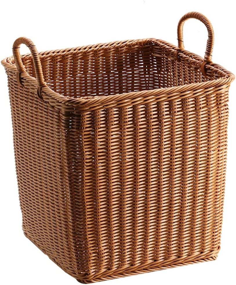 Dirty Clothes Basket Imitation Rattan Dirty Clothes Basket Hotel Bathroom Laundry Basket Dirty Clothes Storage Basket (Braun)